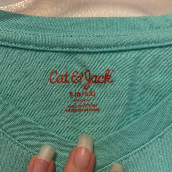 Cat & Jack Sea foam green sparkle top - Picture 4 of 5